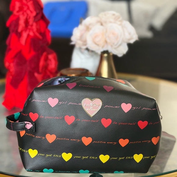 Handbags - Betsy Johnson Multi-Color hearts cosmetic Bag
